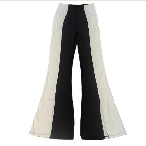 Halara High Waisted Tummy Control Split Hem Color Block Flare Yoga Gym Leggings - Picture 1 of 4